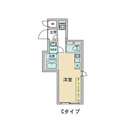 プラティーク品川大井町 2階ワンルームの間取り