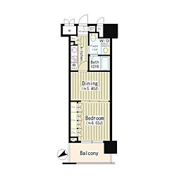 アーレア戸越公園 13階1DKの間取り