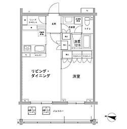 ヒューリックコート雪が谷 1階1LDKの間取り