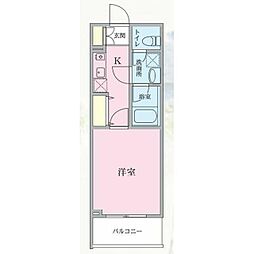 プライマル西大井グリーン 3階1Kの間取り