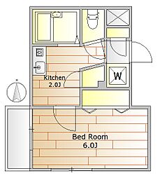VERTメゾンクレソンIII 4階1Kの間取り