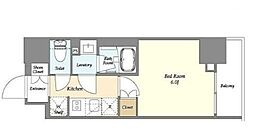 ベラスウィータ戸越 6階1Kの間取り