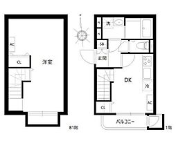 LEGALAND大岡山Annex 1階1DKの間取り