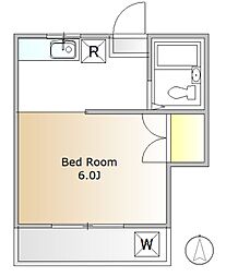 レジデンスN大岡山 1階ワンルームの間取り