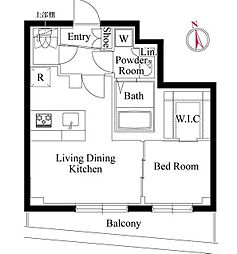 ルネサンスコート目黒南 2階1LDKの間取り