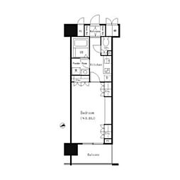 アーレア戸越公園 11階1Kの間取り