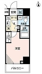 プレール・ドゥーク品川旗の台 5階1Kの間取り