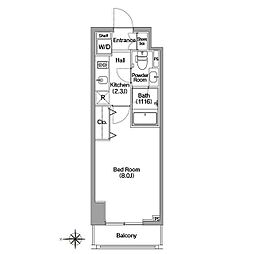 コンフォリア馬込 6階1Kの間取り