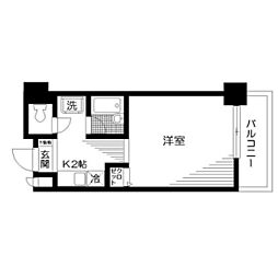 デュオフィール島津山 10階ワンルームの間取り