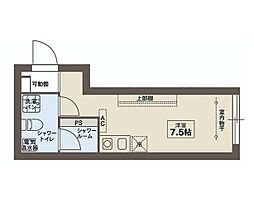 COCOFLAT大井町 4階ワンルームの間取り