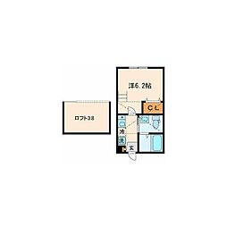 ケイ・アパルトメント山王 1階1Kの間取り