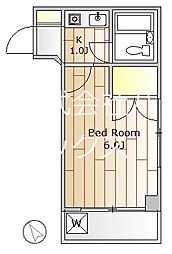 ファミール洗足 1Kの間取図画像