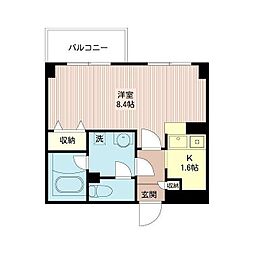ルボラパン行人坂 1Kの間取図画像