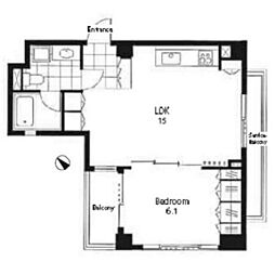 レジディア南雪谷 1LDKの間取図画像