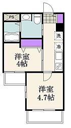 グローブレジデンス蒲田 2Kの間取図画像