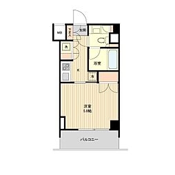 萩中イースト 1Kの間取図画像