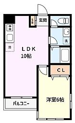 メゾン・ファミール 1LDKの間取図画像