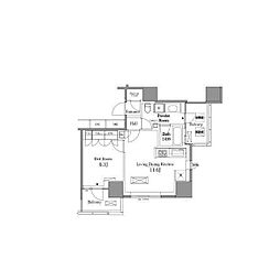 レジディアタワー目黒不動前 1LDKの間取図画像