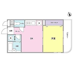 ブルーシャトー戸越 1DKの間取図画像
