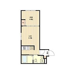 ジェムストーン池上 1LDKの間取図画像