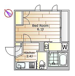 ロジールパサージュ目黒 1Kの間取図画像