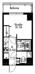 エスティメゾン戸越 1Kの間取図画像