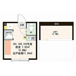 Cielodelamusica ワンルームの間取図画像