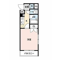 グラントゥルース目黒花房山 1Kの間取図画像