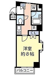 グランヴァン中延 1Kの間取図画像