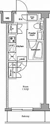 プレミアムキューブ品川戸越DEUX 1Kの間取図画像