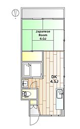 カーサ小林 1DKの間取図画像