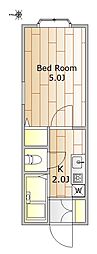 ソフィー西小山 1Kの間取図画像