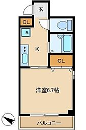 第28シンエイビル 1Kの間取図画像