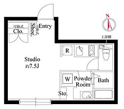 エルフローラ三軒茶屋 1階ワンルームの間取り