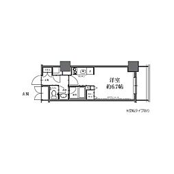 HF駒沢公園レジデンスTOWER 16階ワンルームの間取り
