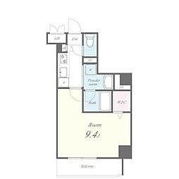 ビーコンヒル東松原 2階1Kの間取り