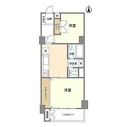 三軒茶屋サンハイツ 6階2Kの間取り