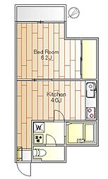シャンテ三宿 4階1Kの間取り