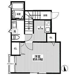 フレックス駒場 2階1Kの間取り