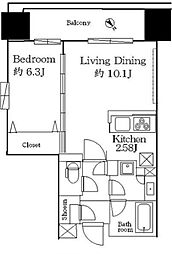 プレシャス渋谷 11階1LDKの間取り