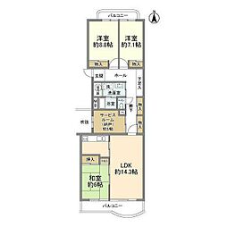 ハウス上野毛 3SLDKの間取図画像