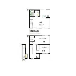 世田谷区上馬2丁目マンション 2LDKの間取図画像