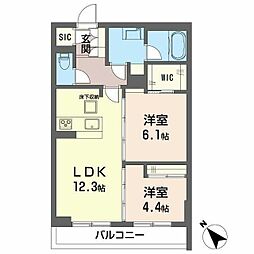フェリシード野沢 2LDKの間取図画像