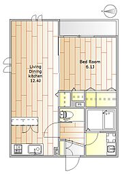 メゾンローリエ 1LDKの間取図画像