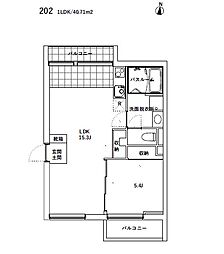 SOLAZ都立大学 1LDKの間取図画像