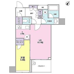 クロスエアタワー 1LDKの間取図画像