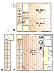 シェシャンフルール若林 2DKの間取図画像