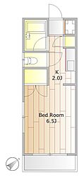 グリーンハウス2 1Kの間取図画像