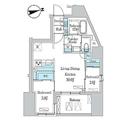デュオフラッツ池尻大橋ノリス 2LDKの間取図画像