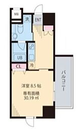 マノワール駒沢 1Kの間取図画像